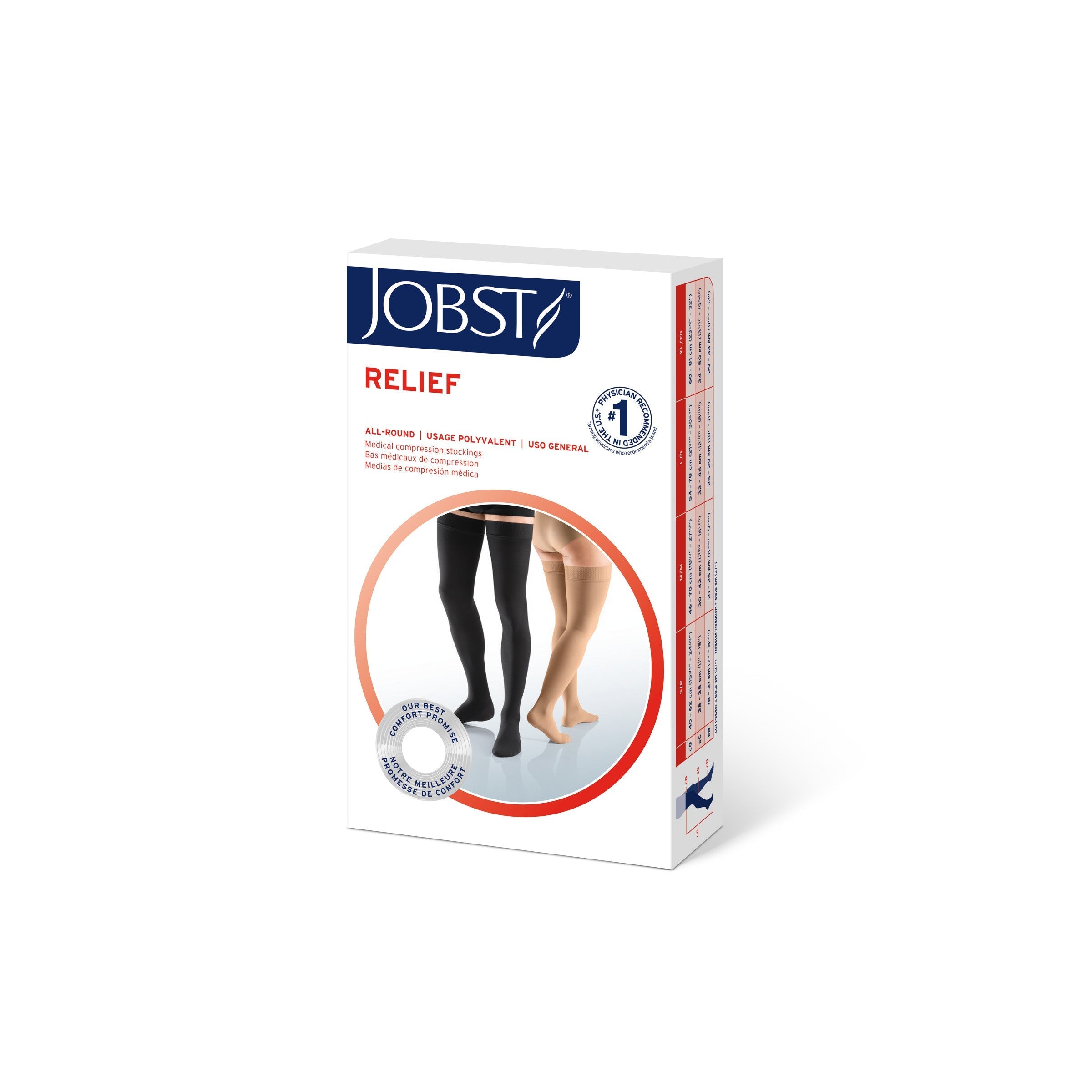 JOBST® Relief Thigh High Compression Stockings 20–30 mmHg Closed Toe Beige Size XL (114211)