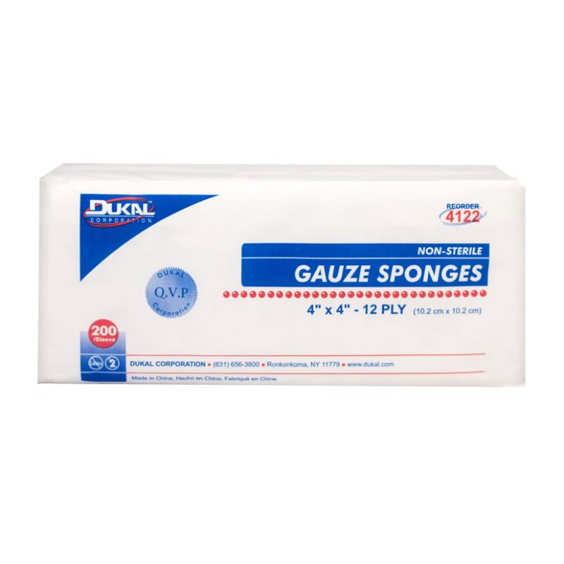 Dukal Gauze Sponges Non Sterile 4 x 4 12 Ply 200 per Pack 2000 per Case