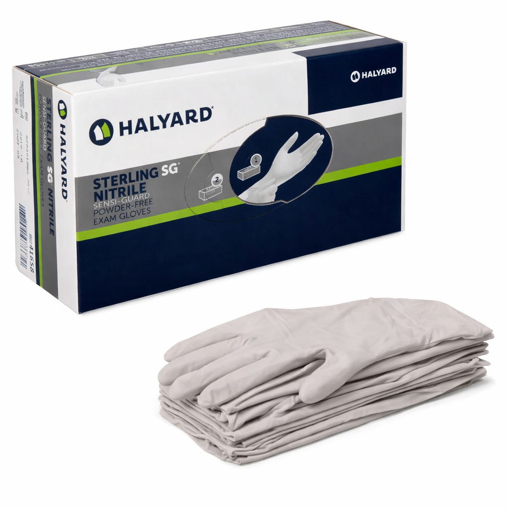 Halyard Sterling SG Nitrile Exam Gloves – Powder-Free, X-Small (41657)