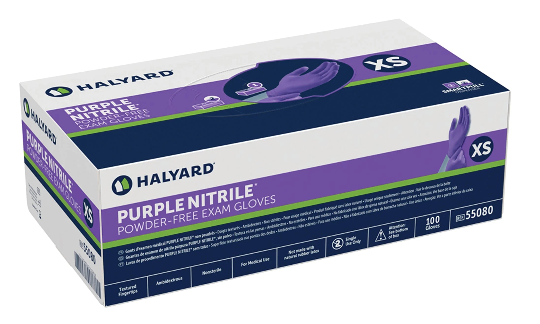 Halyard PURPLE NITRILE* Exam Gloves – Powder-Free, Non-Sterile, Medium (SKU: 55080)