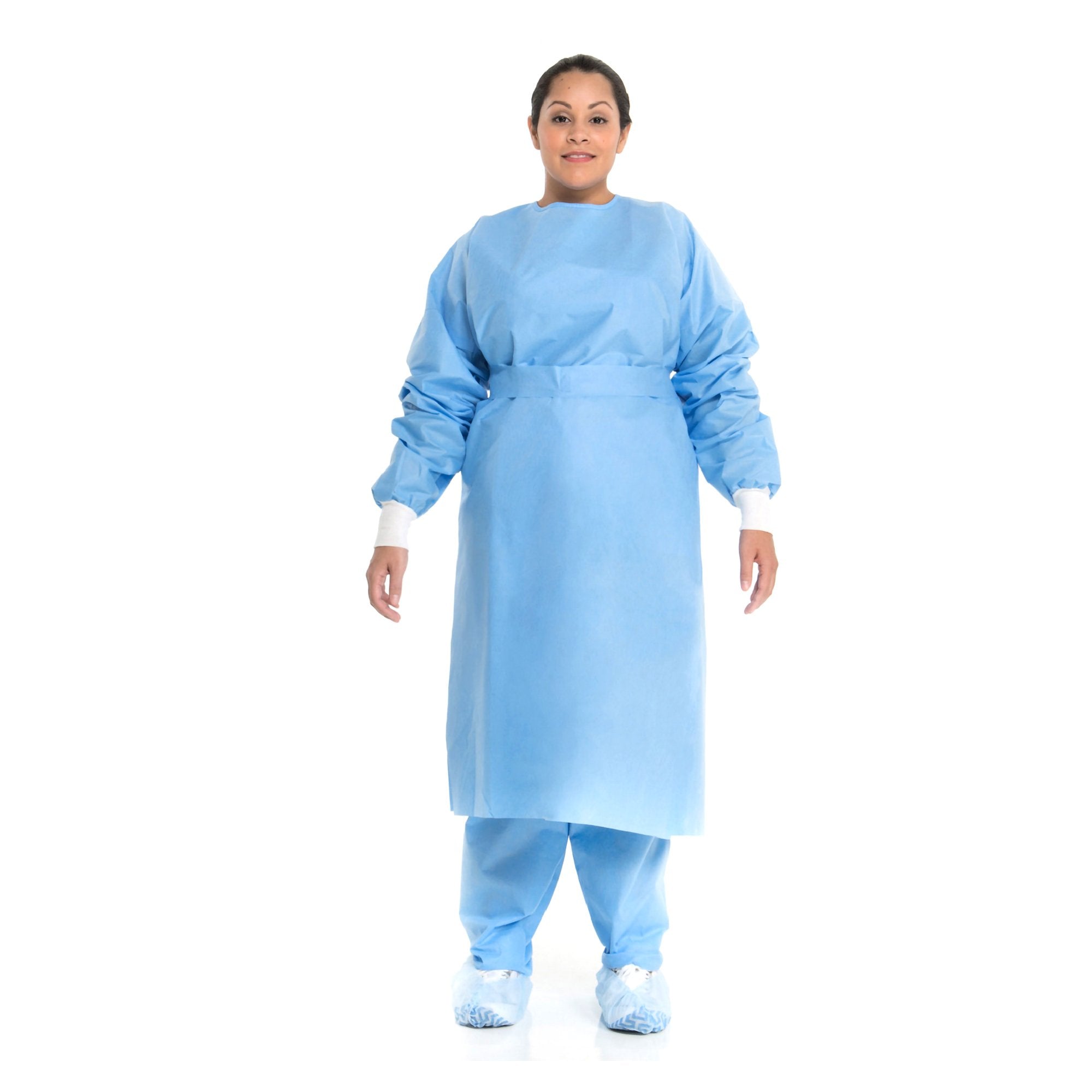 Halyard Health Fluid Resistant Procedure Gown – Knit Cuffs, Blue, XL (SKU: 69028)