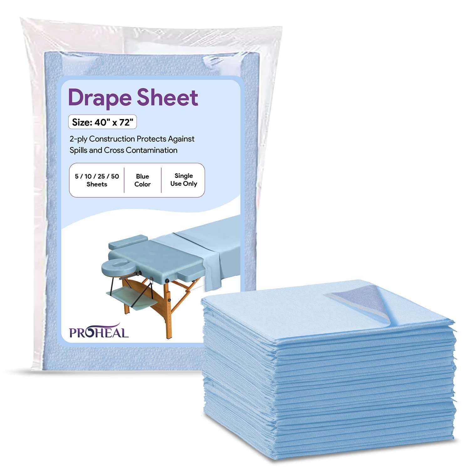 Tidi Everyday® Drape Sheet – 2-Ply Tissue, White, 40" x 48" (SKU: 9810824)