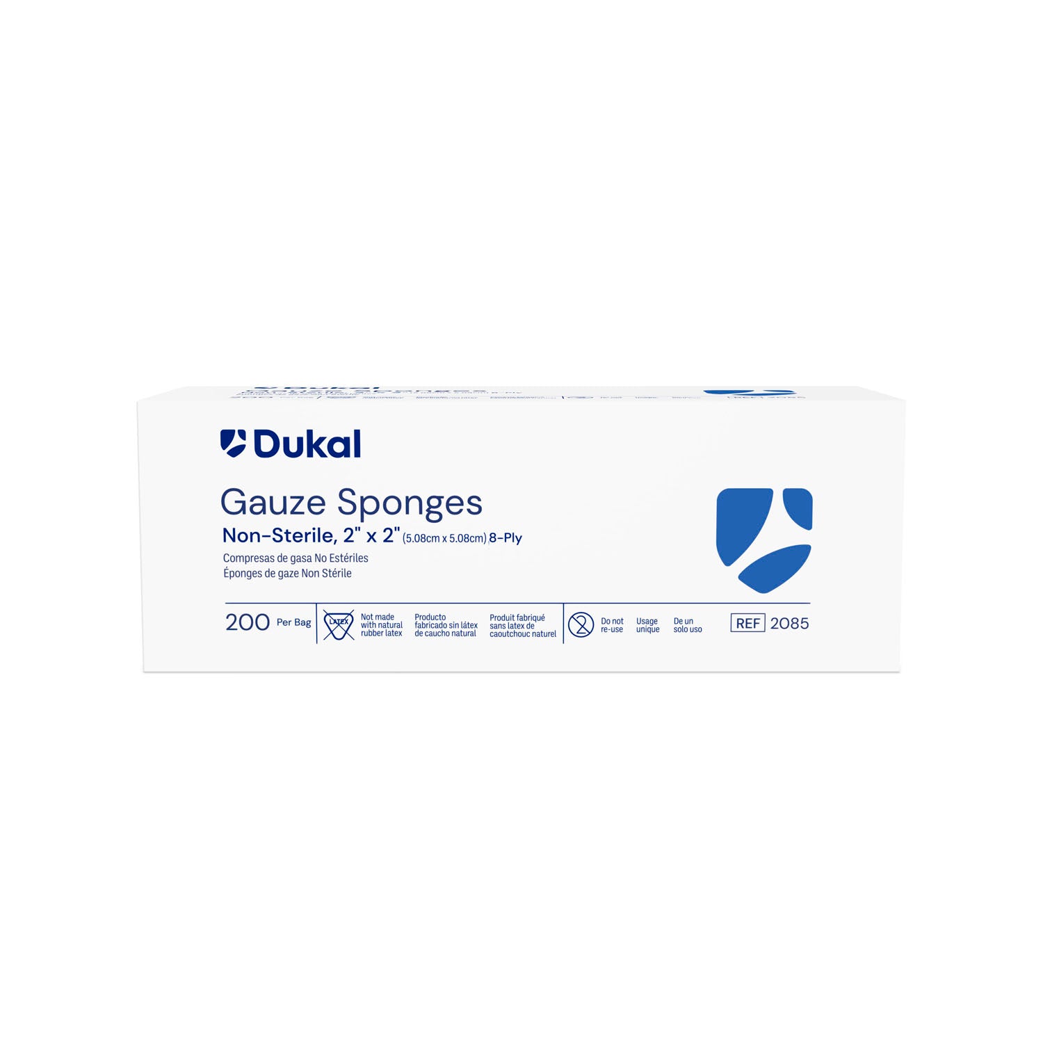 GAUZE SPONGE DUKAL 2" X 2" 8-PLY NONSTERILE 200PCS/SLEEVE 25SLEEVE/CASE