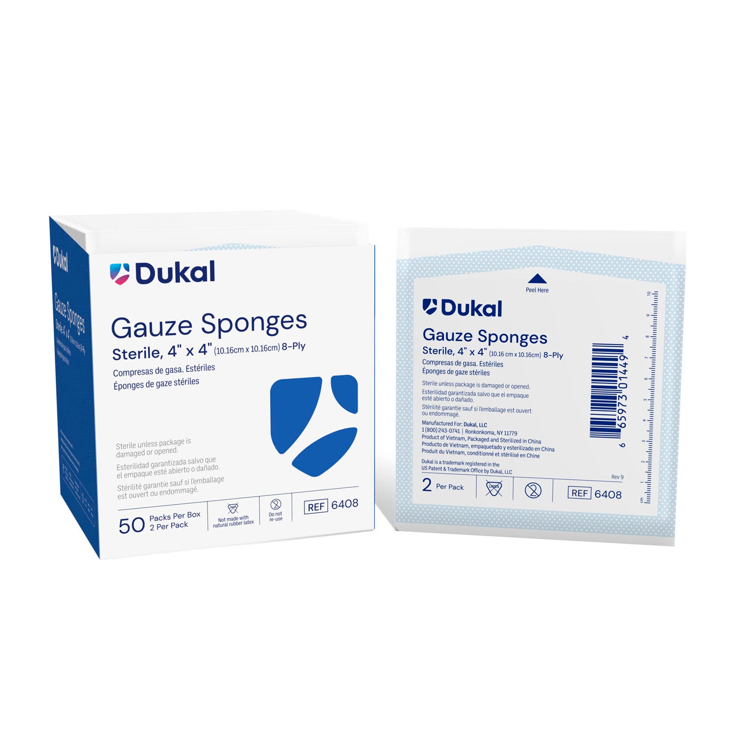 STERILE GAUZE SPONGES, 8-PLY, 4" X 4" 50PCS/BOX 12BOX/CASE