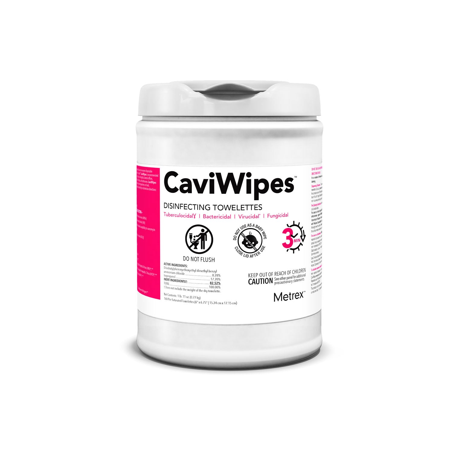 CAVIWIPES™ DISINFECTING TOWELETTES, 160 Wipes, 12 canisters/cs (40 cs/plt)