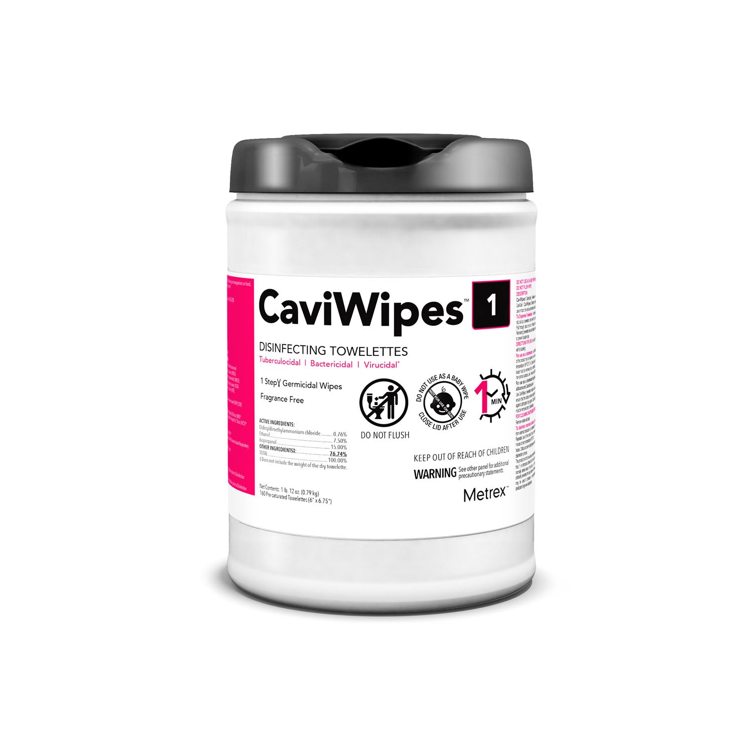 CAVIWIPES SURFACE DISINFECTANT LARGE 6" X 6.75" 160WIPES/CANESTER