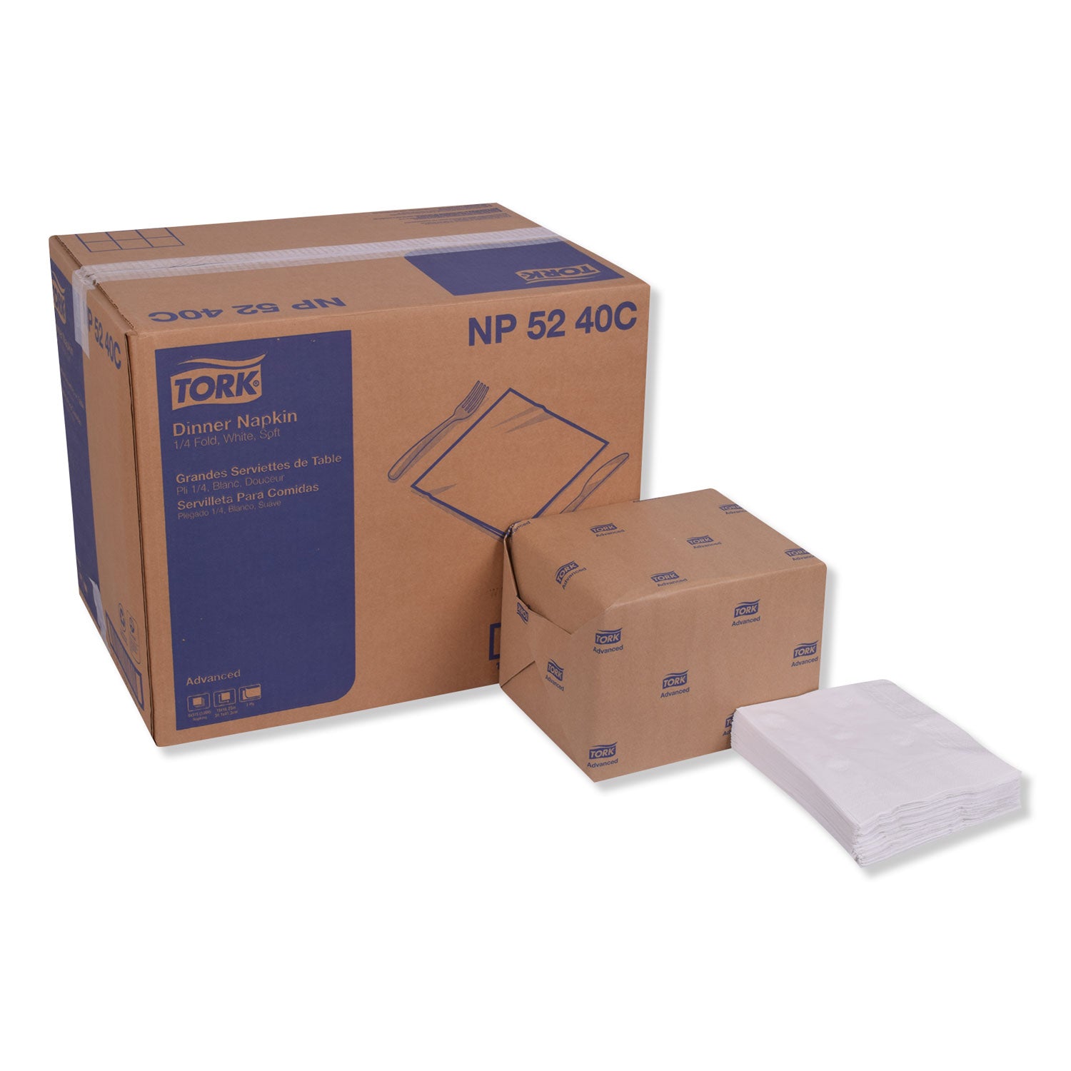 Tork Advanced Soft Dinner Napkin - 2-Ply, 1/4 Fold, White (SKU: NP5240C)