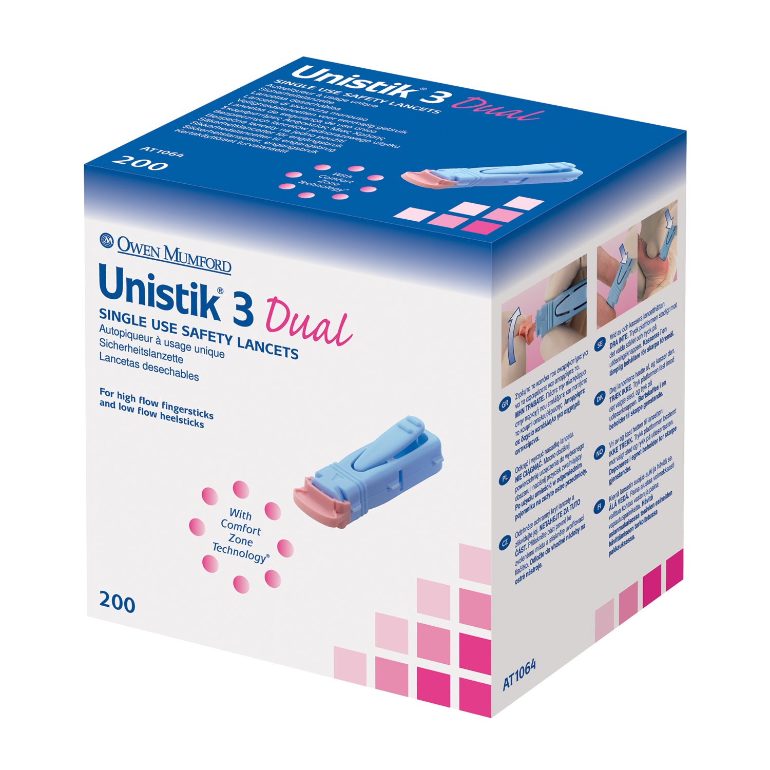 UNISTIK 3 LANCET DUAL FLOW 18G, 1.8 MM, 200/BX, 20 BX/CS