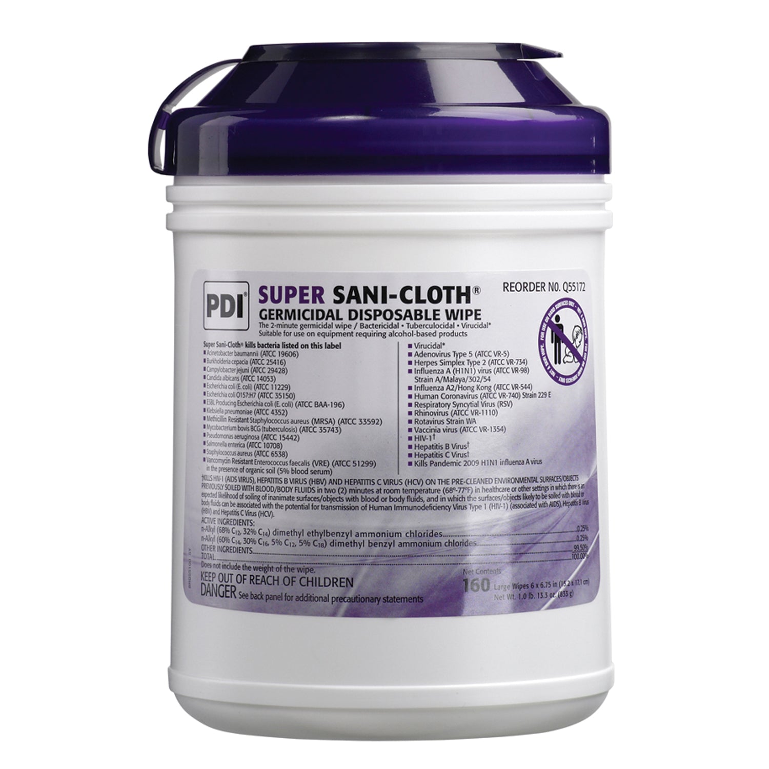 SANI-CLOTH® PLUS GERMICIDAL DISPOSABLE CLOTH 6" X 6.75" 160WIPES/CANESTER 12CANESTER/CASE