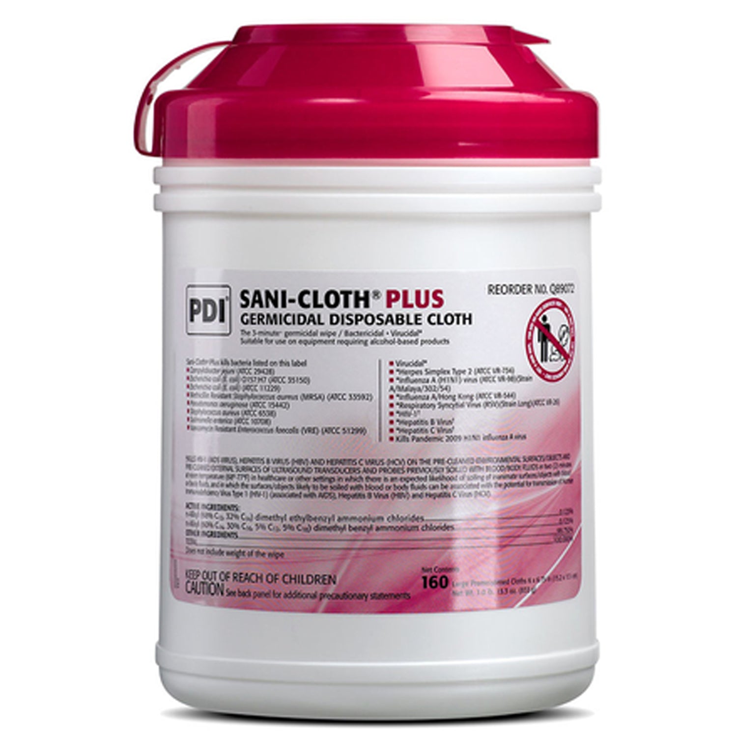 PDI SANI-CLOTH PLUS® GERMICIDAL DISPOSABLE CLOTH, Large 6\" x 6¾\", 160/canister, 12 canisters/cs (30 cs/plt)