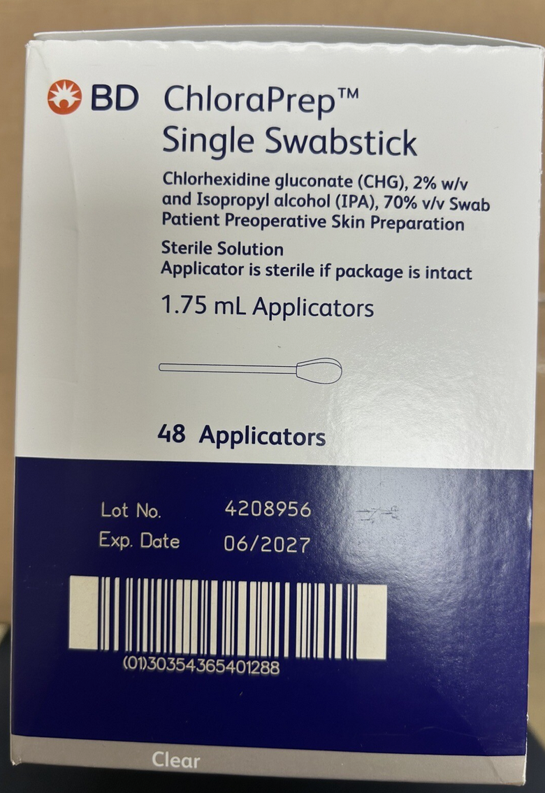 CHLORAPREP PREP SWABSTICK CHG/ALC 1S 1.75ML 48PCS/BOX 10BOX/CASE