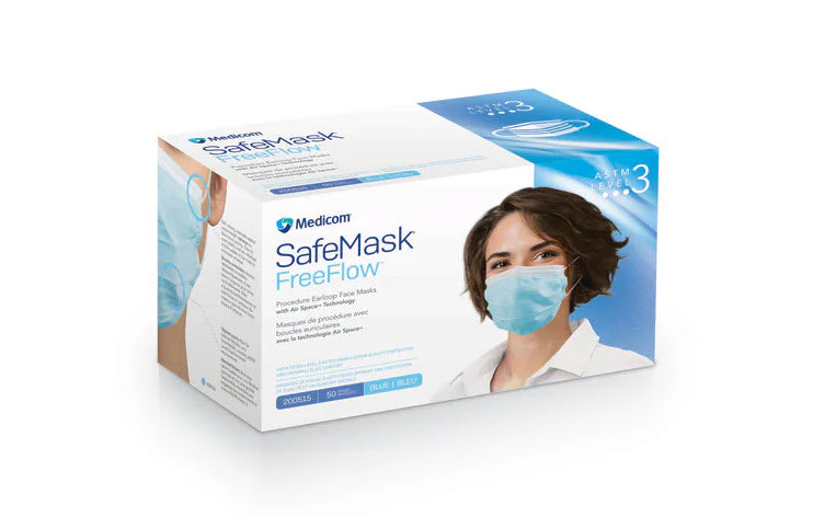 MEDICOM SAFEMASK® FREEFLOW™ PROCEDURE EARLOOP FACE MASKS