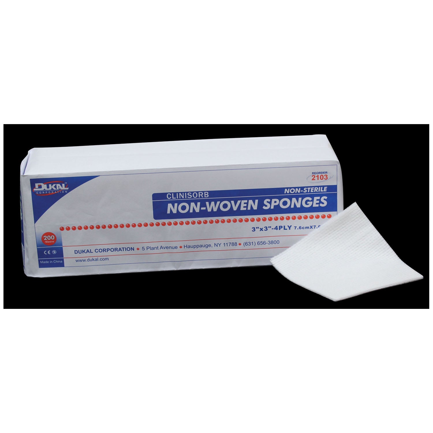 NON WOVEN SPONGE 2" X 2" 4-PLY NONSTERILE 200PCS/SLEEVE 20SLEEVE/CASE