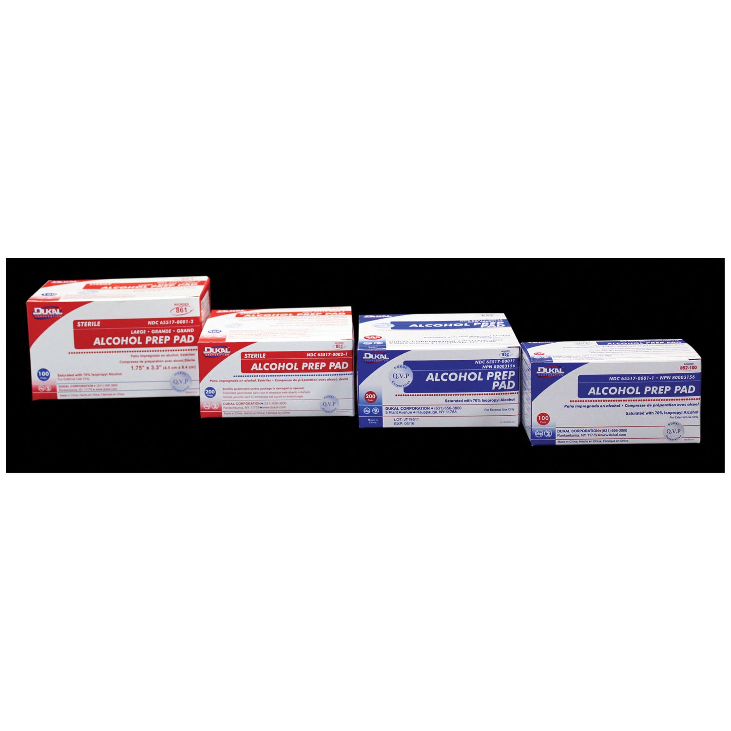 ALCOHOL PREP PAD DUKAL 70% STRENGTH ISOPROPYL 1.75"X 3.3" 100PCS/BOX 10BOX/CASE