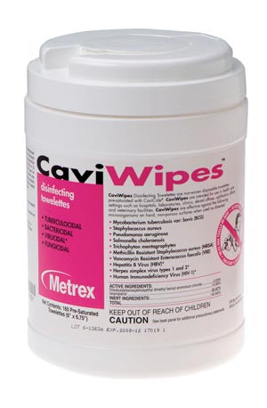 CAVIWIPES™ DISINFECTING TOWELETTES, 160 Wipes, 12 canisters/cs (40 cs/plt)
