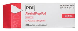 ALCOHOL PREP PAD MEDIUM STERILE 2” x 2”, 200/Bx, 20 Bx/Cs