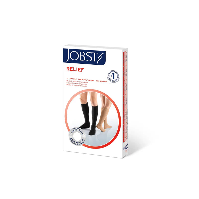 Jobst Relief Knee High Compression Stockings – 20–30 mmHg, Open Toe, Beige, X-Large (SKU: 114629)