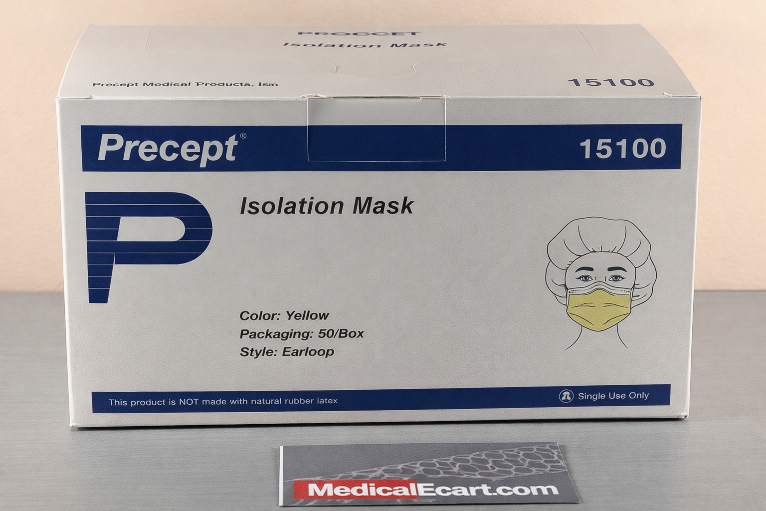 Aspen Bard Precept Isolation Mask – Yellow, Earloops, 500/Case (SKU: 15100)