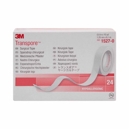 3M transpore plastic surgical tape, 1/2" x 10 yds (24/Box)
