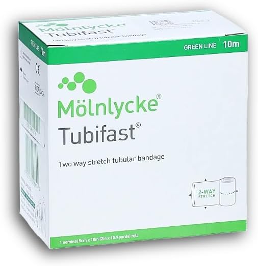 Mölnlycke Tubifast™ 2-Way Stretch Tube Net – Green Line, 5 cm x 10 m (SKU: 2436)