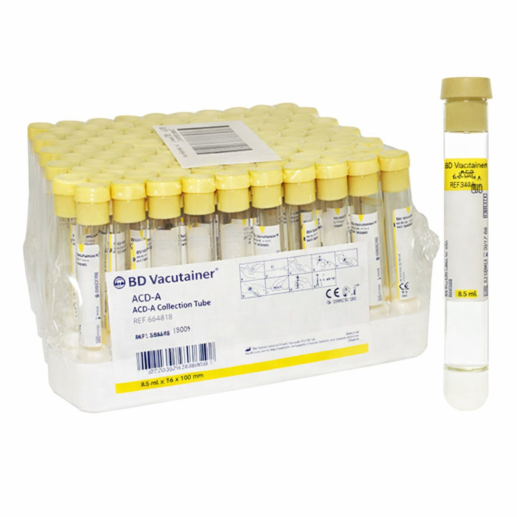 BD Vacutainer® Glass Whole Blood Tube – ACD Solution A – 8.5 mL, Yellow Top (364606)