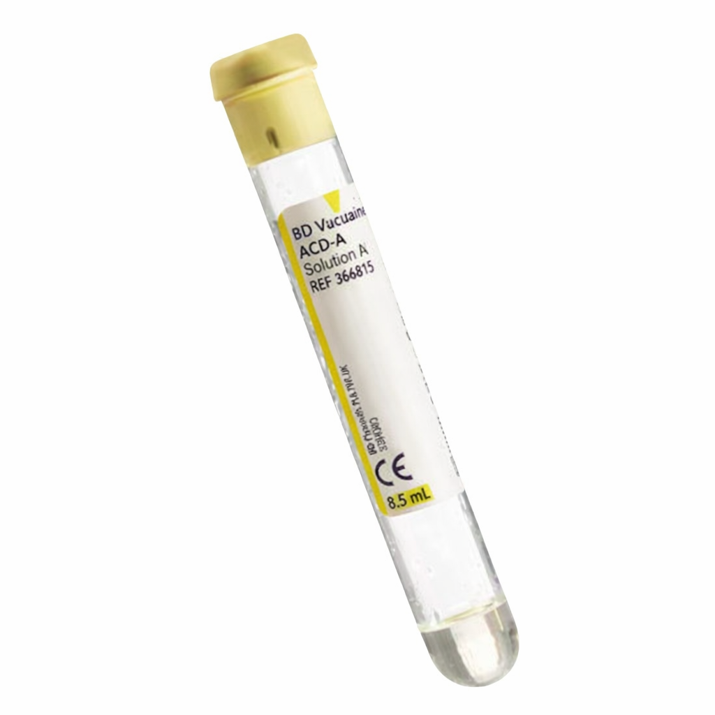 BD Vacutainer® Glass Whole Blood Tube – ACD Solution A – 8.5 mL, Yellow Top (364606)