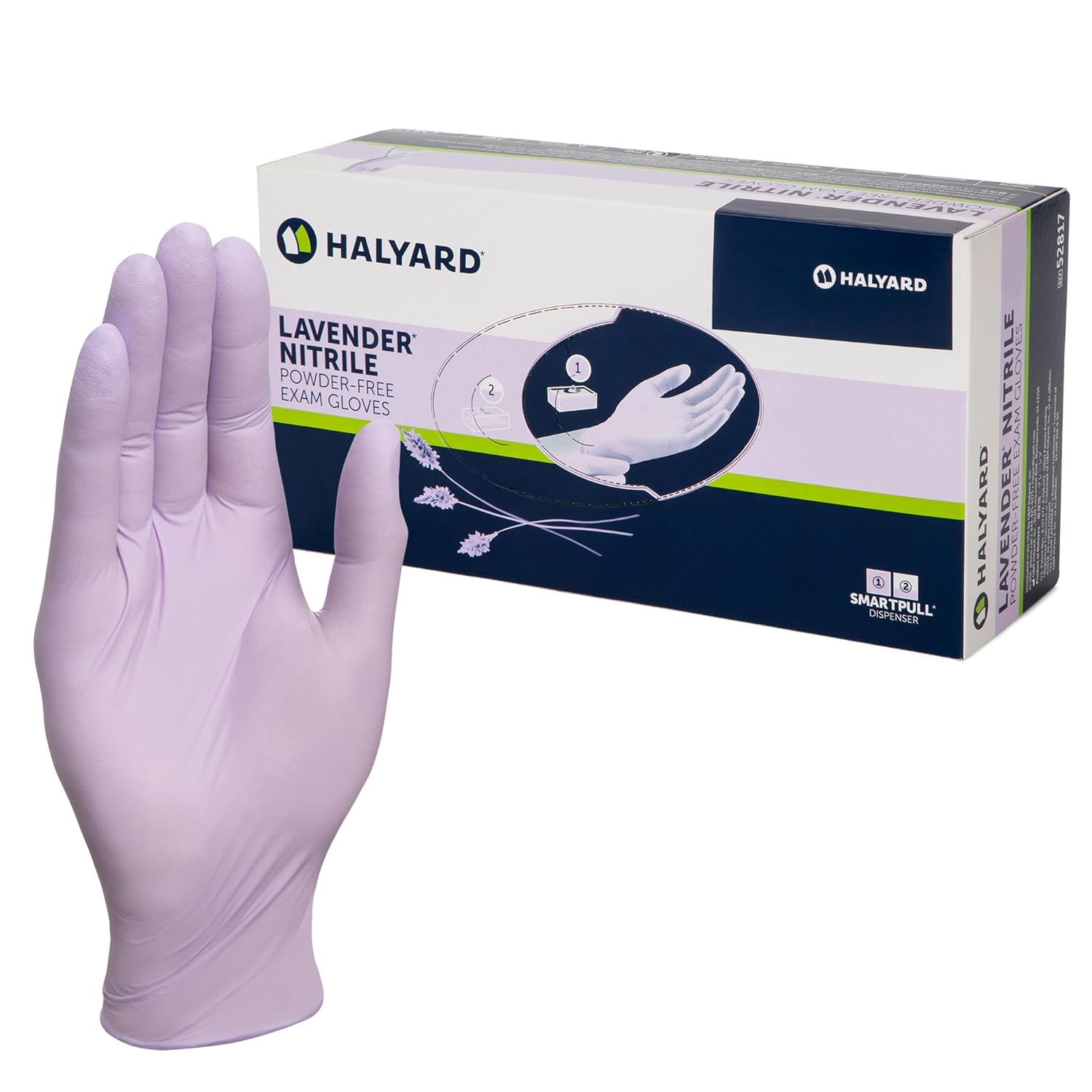 Halyard lavender nitrile exam gloves, powder-free (Large) - 52819