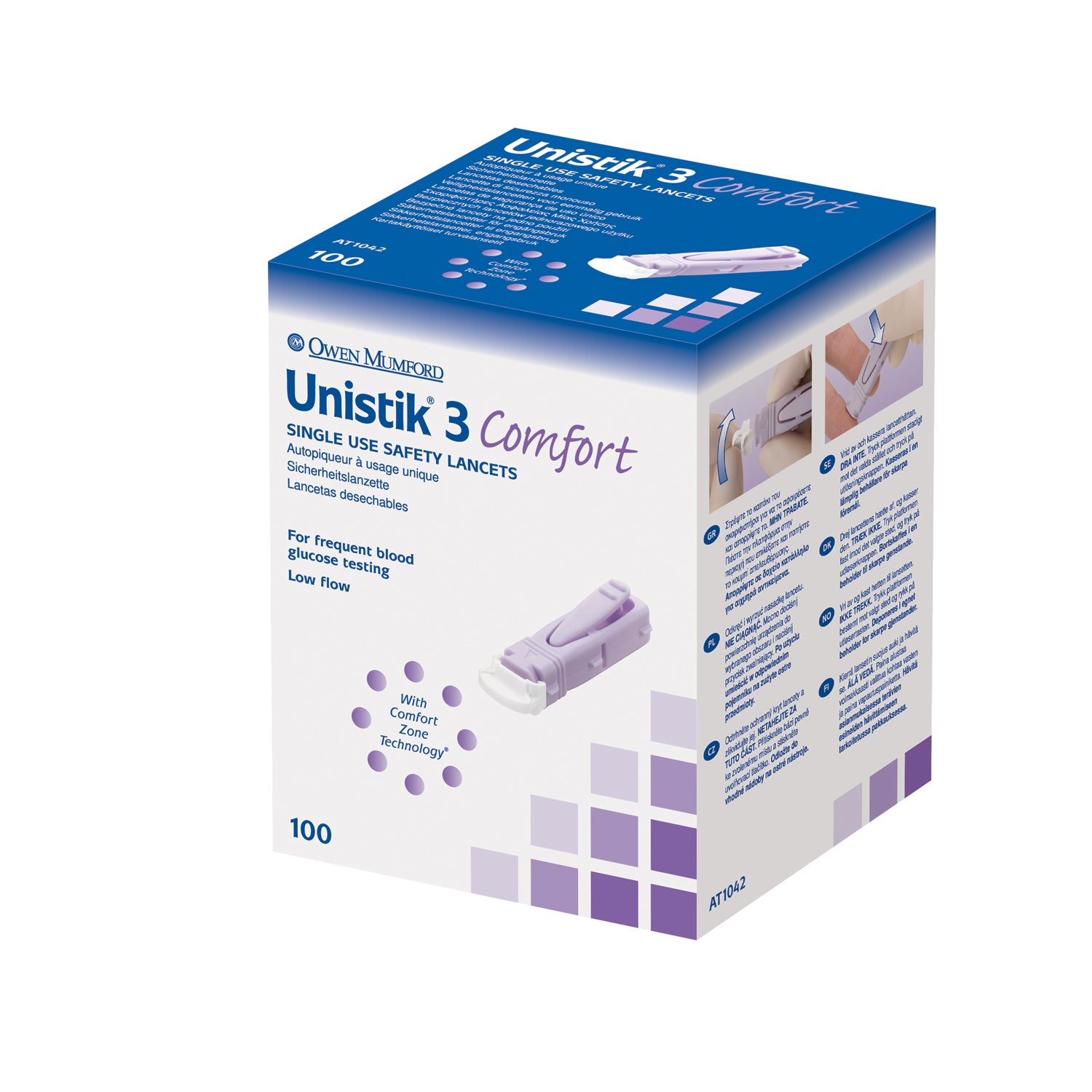 UNISTIK 3 CONFORT  SAFETY LANCET  28G X 1.8MM  PURPLE 200PCS/BOX