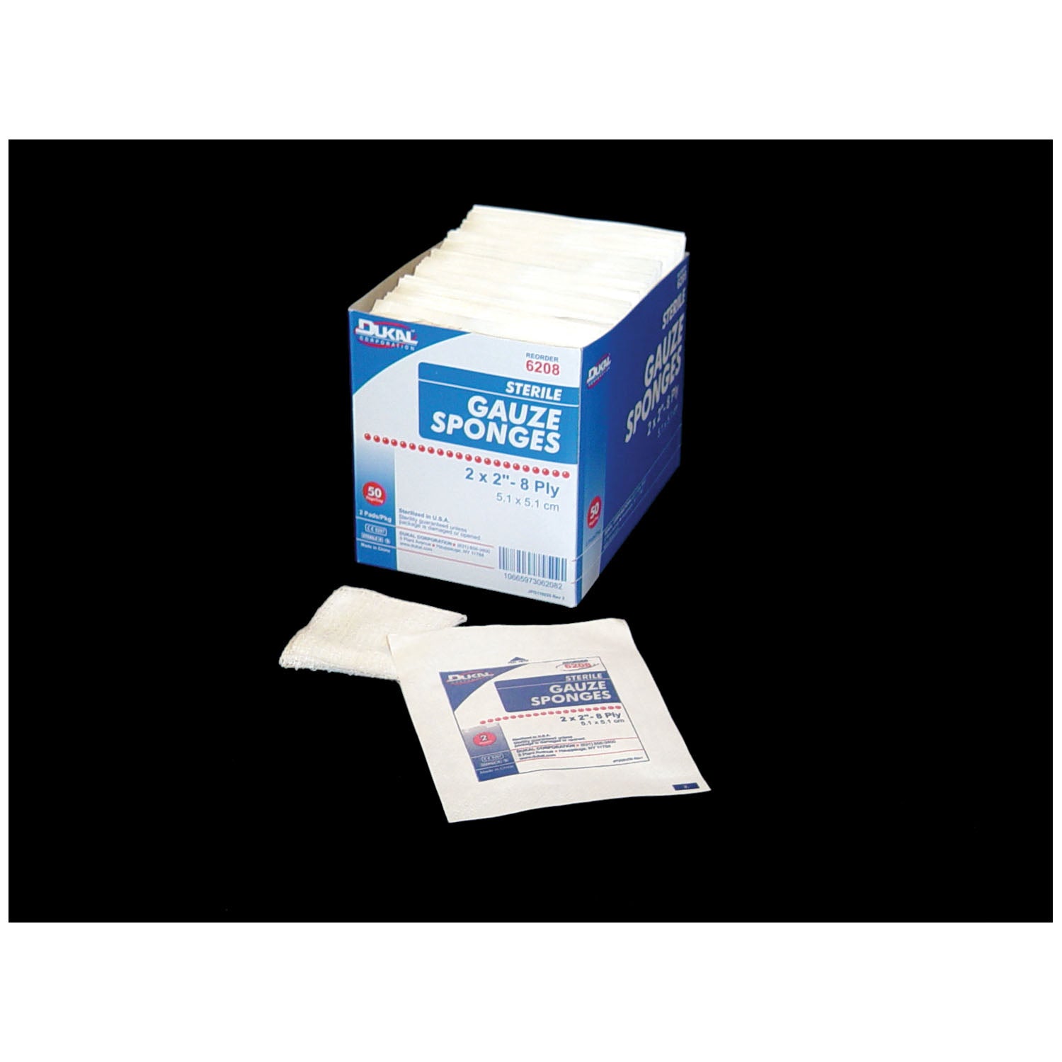 GAUZE SPONGE DUKAL 2" X 2" 8-PLY STERILE 100PCS/BOX 30BOX/CASE