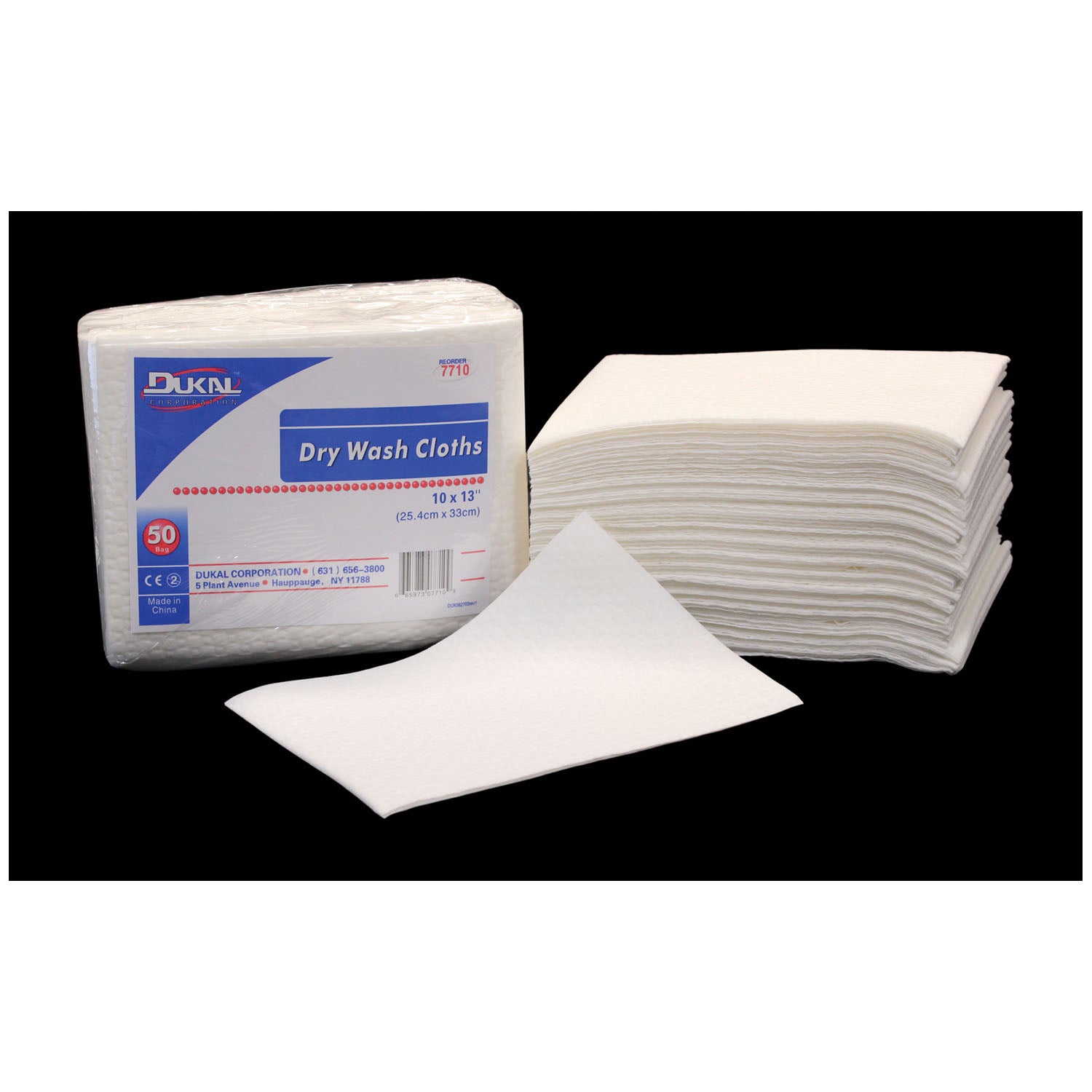 DRY WASH CLOTHS DUKAL 10" X 13" WHITE 50PCS/BOX 10BOX/CASE