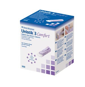 UNISTIK 3 CONFORT  SAFETY LANCET  28G X 1.8MM  PURPLE 200PCS/BOX