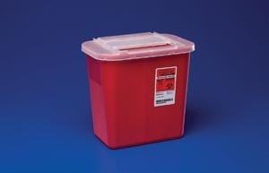 CONTAINER  2 GALLON CAPACITY COVIDIEN RED CLEAR LID. 20Ea/Cs